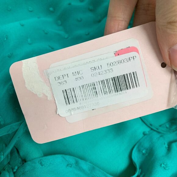 Chelsea & Violet Shirt Dress Womens XS Extra Small Swiss Dot Bell Sleeve Keyhole - Picture 10 of 15